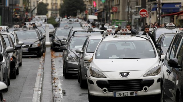 Taxi Unions Attack Uber Car in Paris