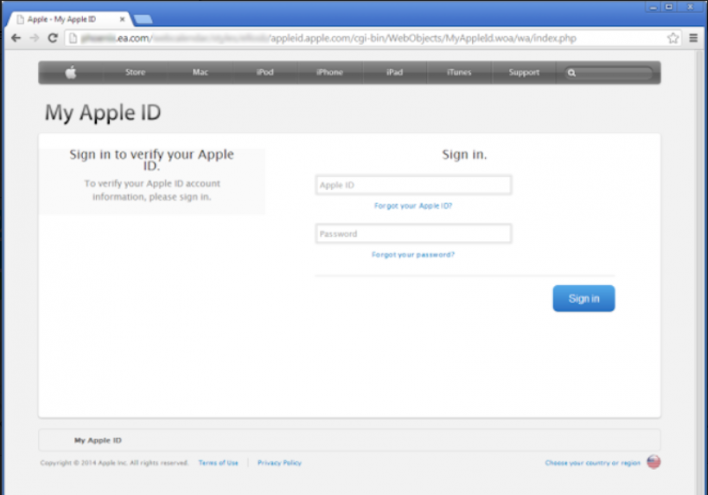 The Fake Apple ID Page