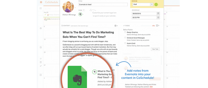 Evernote And CoSchedule Partner to Benefit WordPress Users
