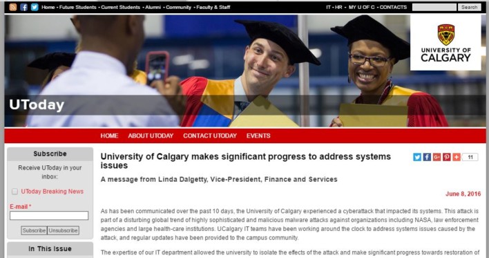Calgary University Pays Ransomware Hackers $20,000