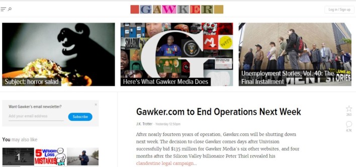 Gawker.com News Site To Close Soon