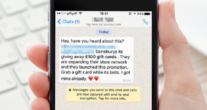 WhatsApps Scam offers gift cards for popular supermarket chain
