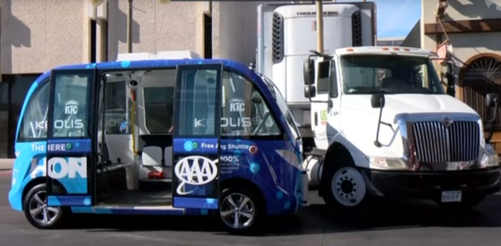 Self-driving shuttle bus in crash on first day in Las Vegas