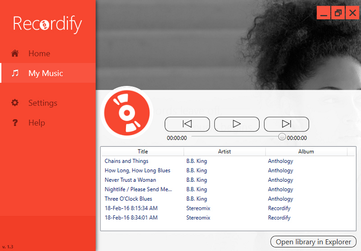 Recordify features a a clean, user-friendly interface.