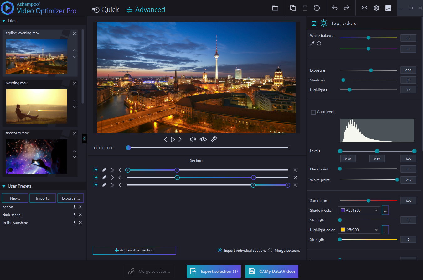 Ashampoo Video Optimizer Pro. Achieve video editing perfection. Screenshot. 