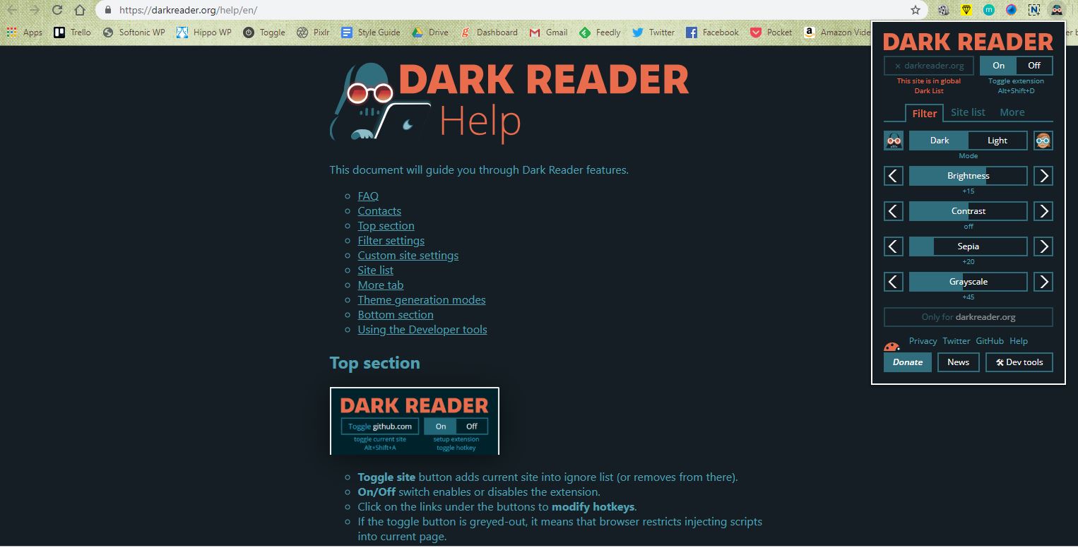 chrome extensions dark reader