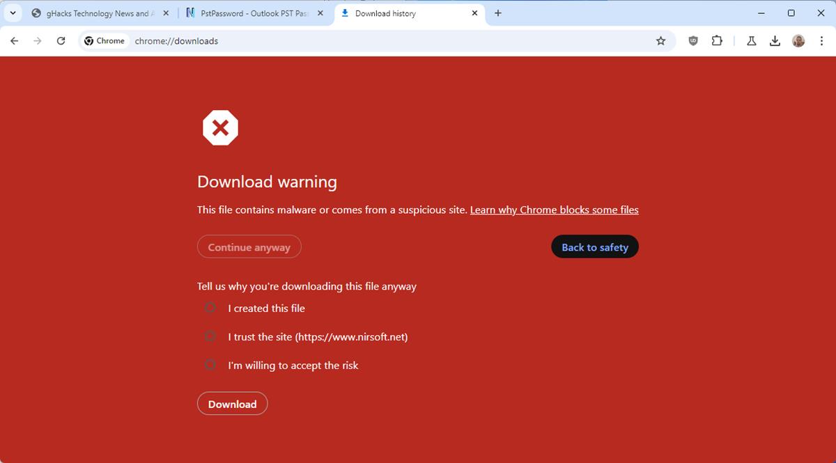 Google Chrome's Safe Browsing will display full screen security warnings