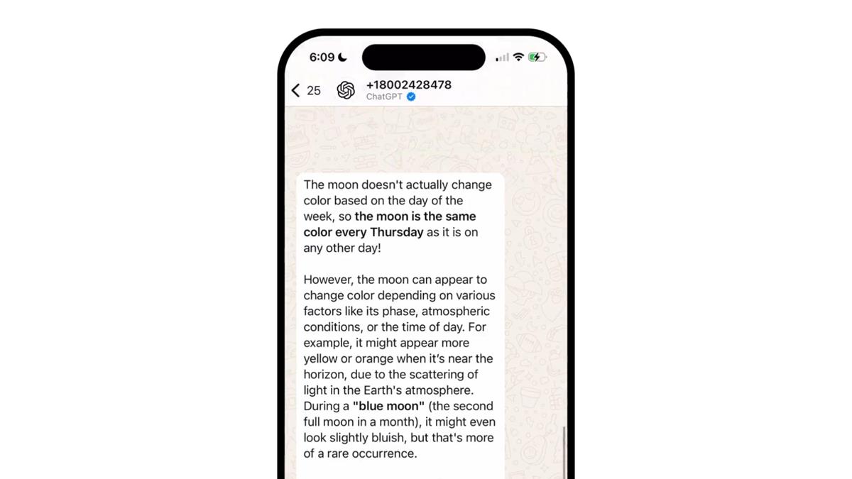 You can text and call ChatGPT via WhatsApp