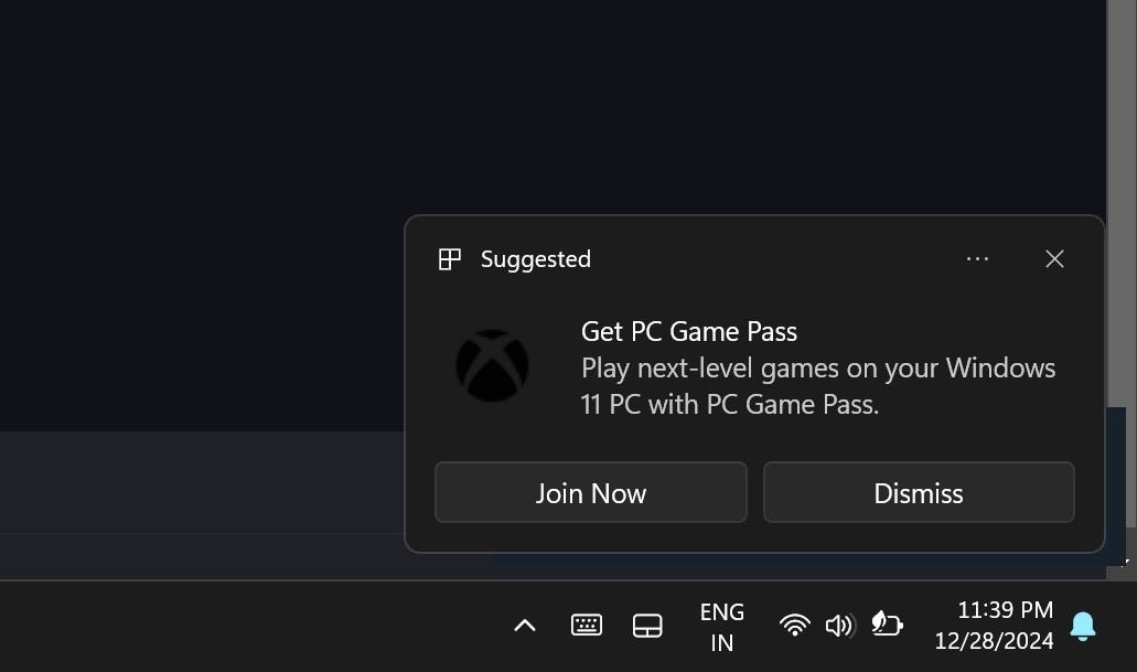 Microsoft thinks displaying a pop-up ad for Xbox PC Game Pass on Windows 11 is a good idea