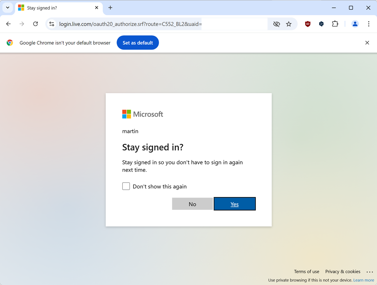 Microsoft will now keep your account signed in automatically