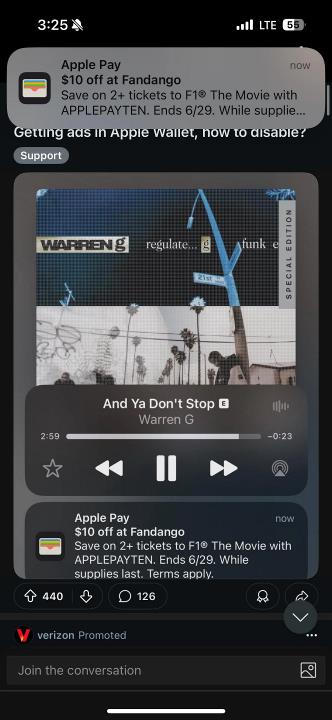 Apple pushes F1 movie ad via Apple Wallet, and users were upset