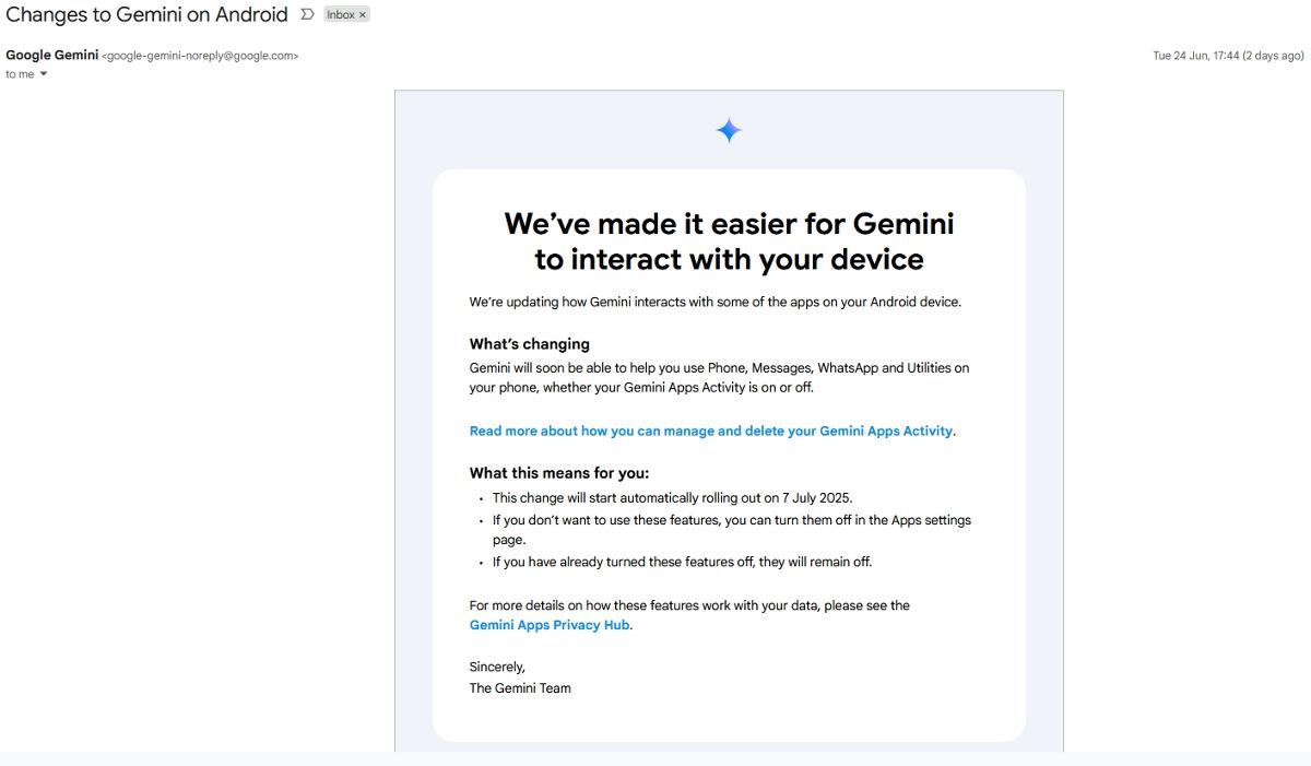 Google says Gemini's terms are changing, but user's needn't worry