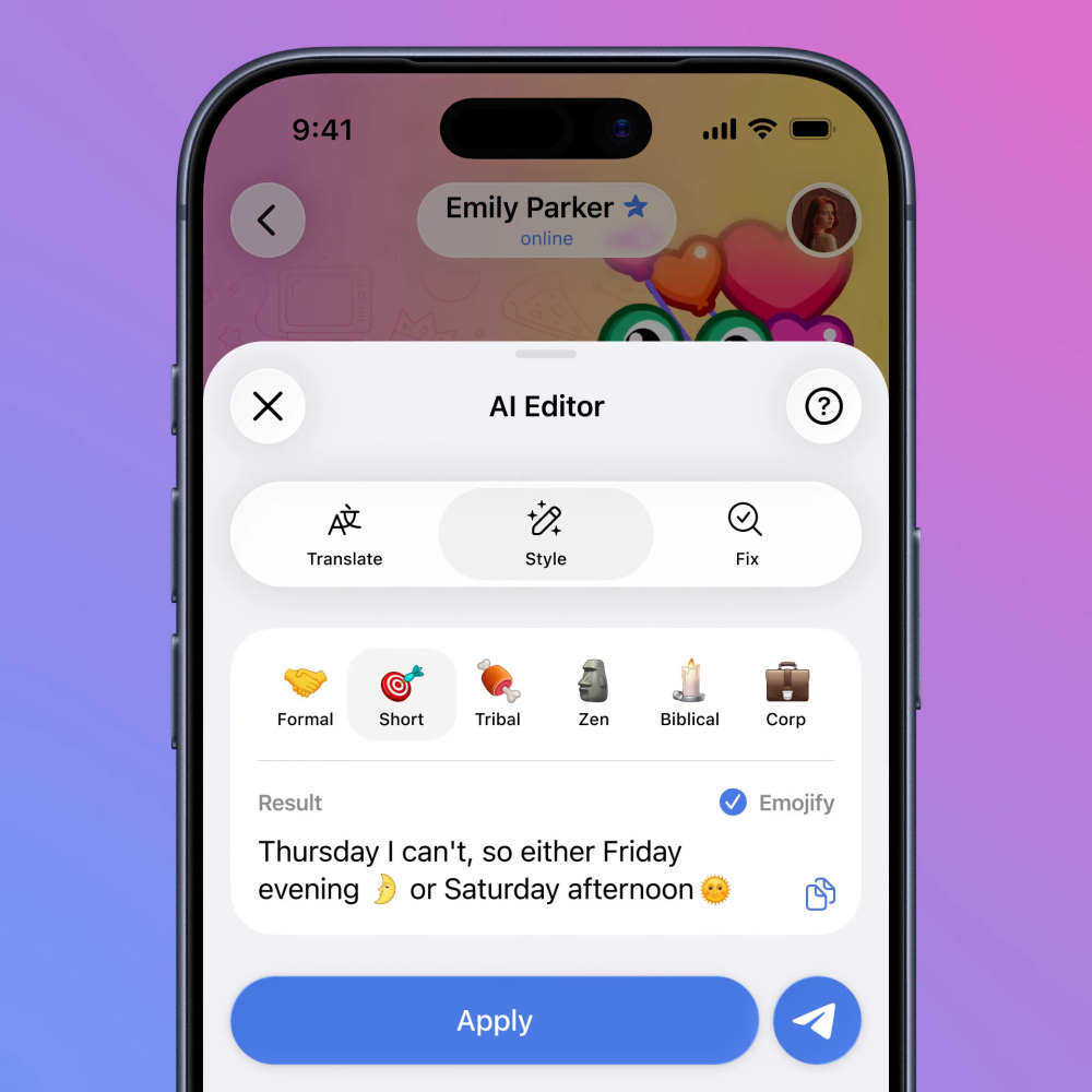 Telegram enables AI editor for chat, and users aren't happy