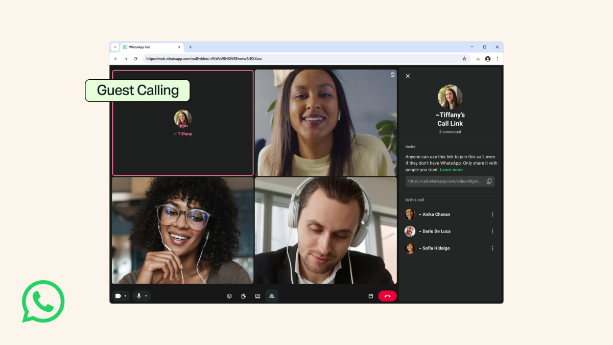WhatsApp's guest caller feature allows users without an account to join calls